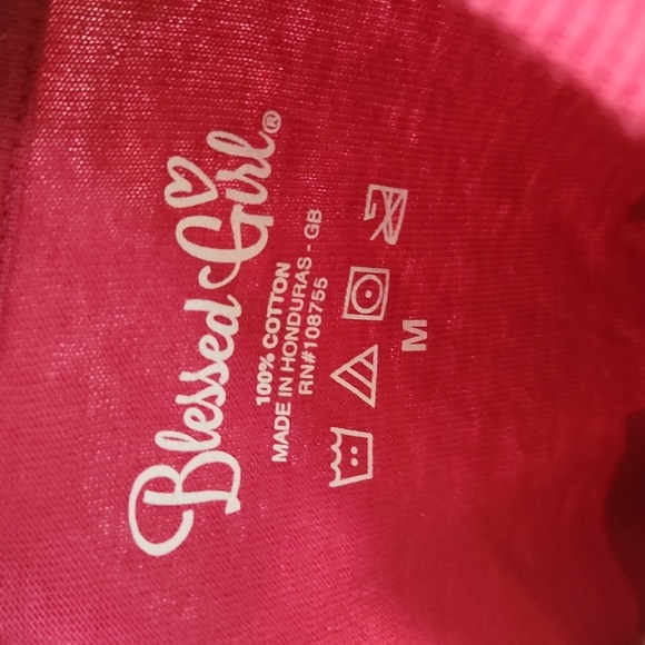 Blessed Girl Pray Believe Receive Bow Detail Feminine 100% Cotton Tee Shirt - Picture 8 of 8